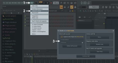 How to unlock FL Studio from trial using the Toolbar 'HELP > Unlock FL.